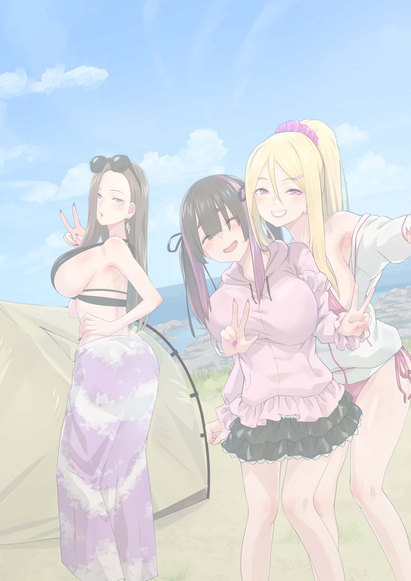 [TJ_studio (冬至)] ぎゃるキャンv～ヤリサーの美女3人とエロ目的で海へ行く話～