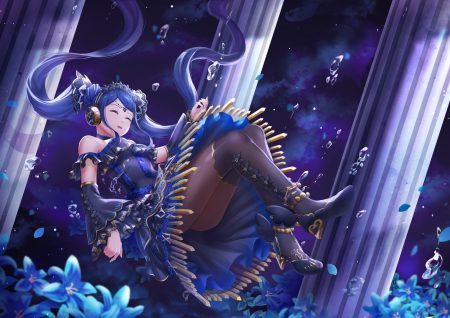 blue hair boots dress flowers galala s. leep long hair lunacle pantyhose pripara twintails underwater water