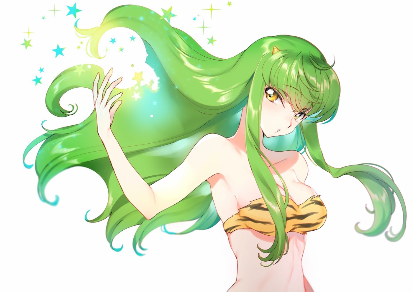 bikini top cc code geass cosplay creayus green hair long hair rangetsu urusei yatsura yellow eyes