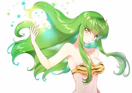 bikini top cc code geass cosplay creayus green hair long hair rangetsu urusei yatsura yellow eyes