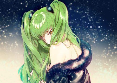 cc code geass creayus gradient green hair long hair rangetsu yellow eyes