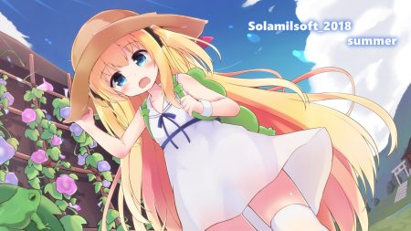 animal aqua eyes blonde hair blush dress fang flowers frog hat loli long hair original solar milk summer summer dress thighhighs torii twintails waifu2x wristwear