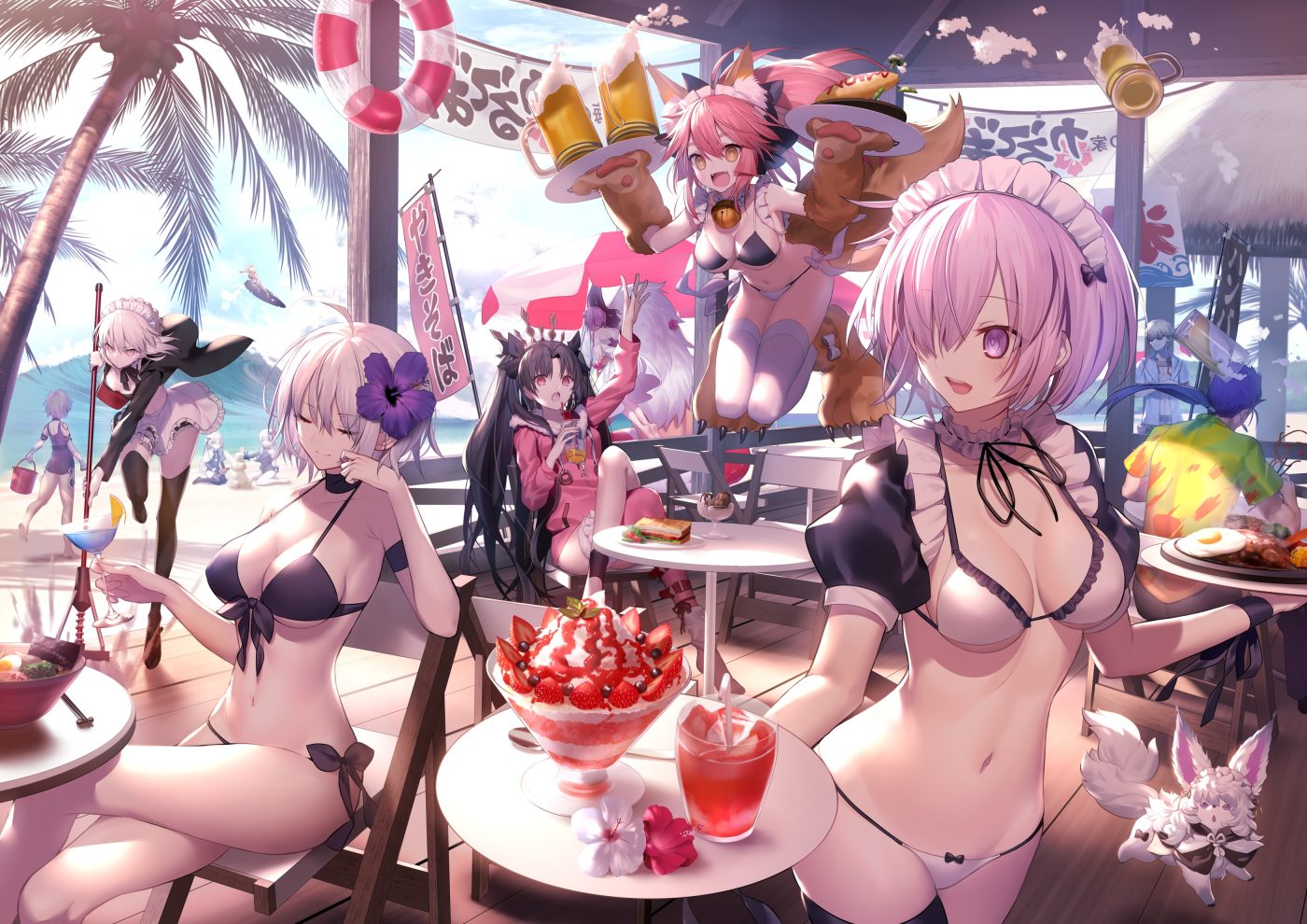 animal animal ears apron artoria pendragon (all) asterios (fate) beach bell bikini black hair blonde hair blue hair breasts cape choker cleavage clouds cu chulainn drink euryale fang fate/grand order fate (series) flowers food fou (fate/grand order) foxgirl fruit garter gilgamesh gloves group headdress hood ice cream ishtar (fate/grand order) jack the ripper jeanne d'arc alter jeanne d'arc alter santa lily jeanne d'arc (fate) loli long hair maid male mashima saki (mashimasa) mash kyrielight mordred navel nursery rhyme (fate/extra) pink hair ponytail purple eyes red eyes saber saber alter school swimsuit short hair sky strawberry sunglasses swim ring swimsuit tail tamamo cat tamamo no mae (fate) tattoo thighhighs translation request tree twintails underboob waitress water yellow eyes
