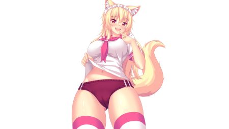 animal ears blonde hair bloomers cameltoe catgirl fast-runner-2024 headdress original school uniform skintight tail thighhighs tiffy white