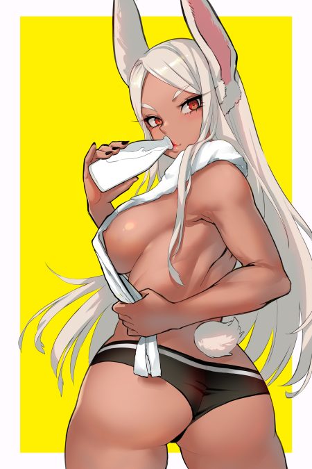 boku no hero academia usagiyama rumi animal ears ass bunny ears pantsu tagme tail thong topless towel