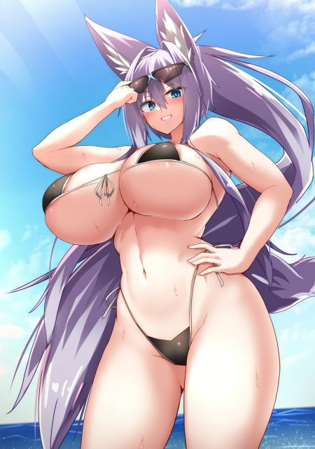 tylwing indigo animal ears areola bikini kitsune megane swimsuits tail wet