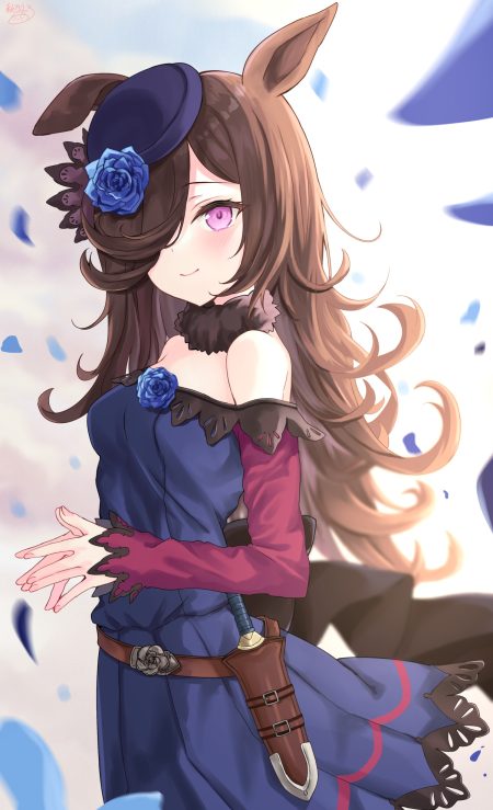 akino ell uma musume pretty derby rice shower (umamusume) animal ears dress no bra skirt lift weapon