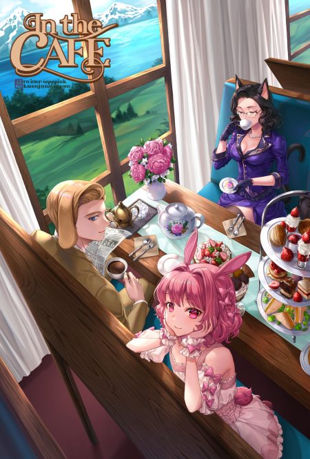 box (hotpppink) animal ears bunny ears cleavage dress inumimi megane nekomimi tail thighhighs