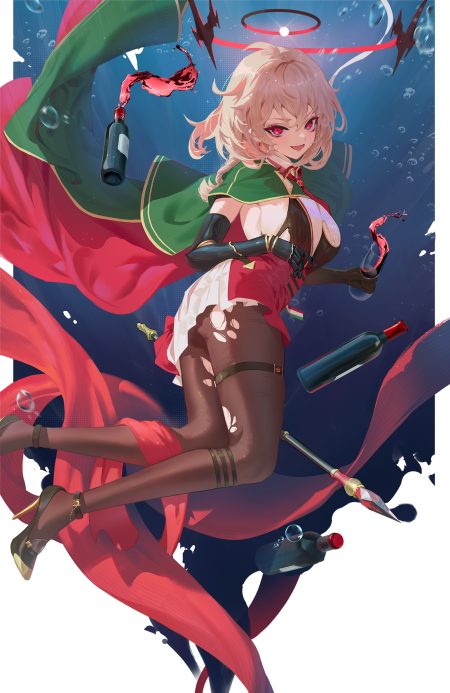 cirilla azur lane duca degli abruzzi (azur lane) garter halo heels no bra pantyhose torn clothes