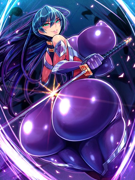 tokyokyoto taimanin asagi igawa asagi ass bodysuit erect nipples sword