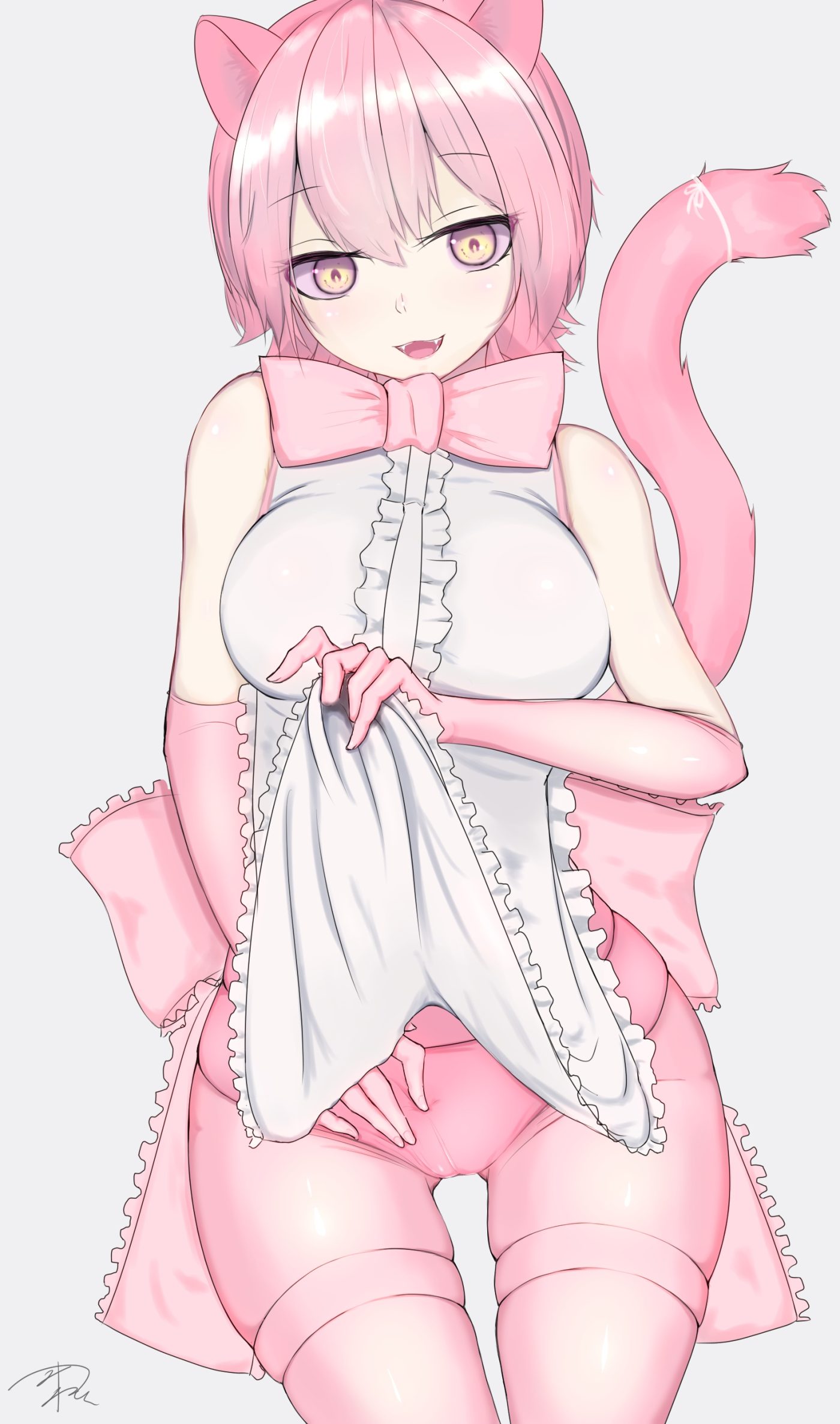 mine tsukasa kemono friends peach panther animal ears skirt lift tail