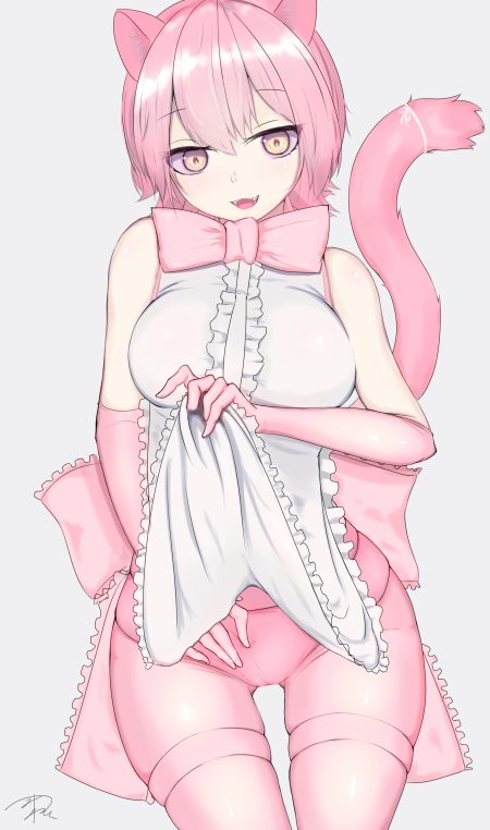 mine tsukasa kemono friends peach panther animal ears skirt lift tail