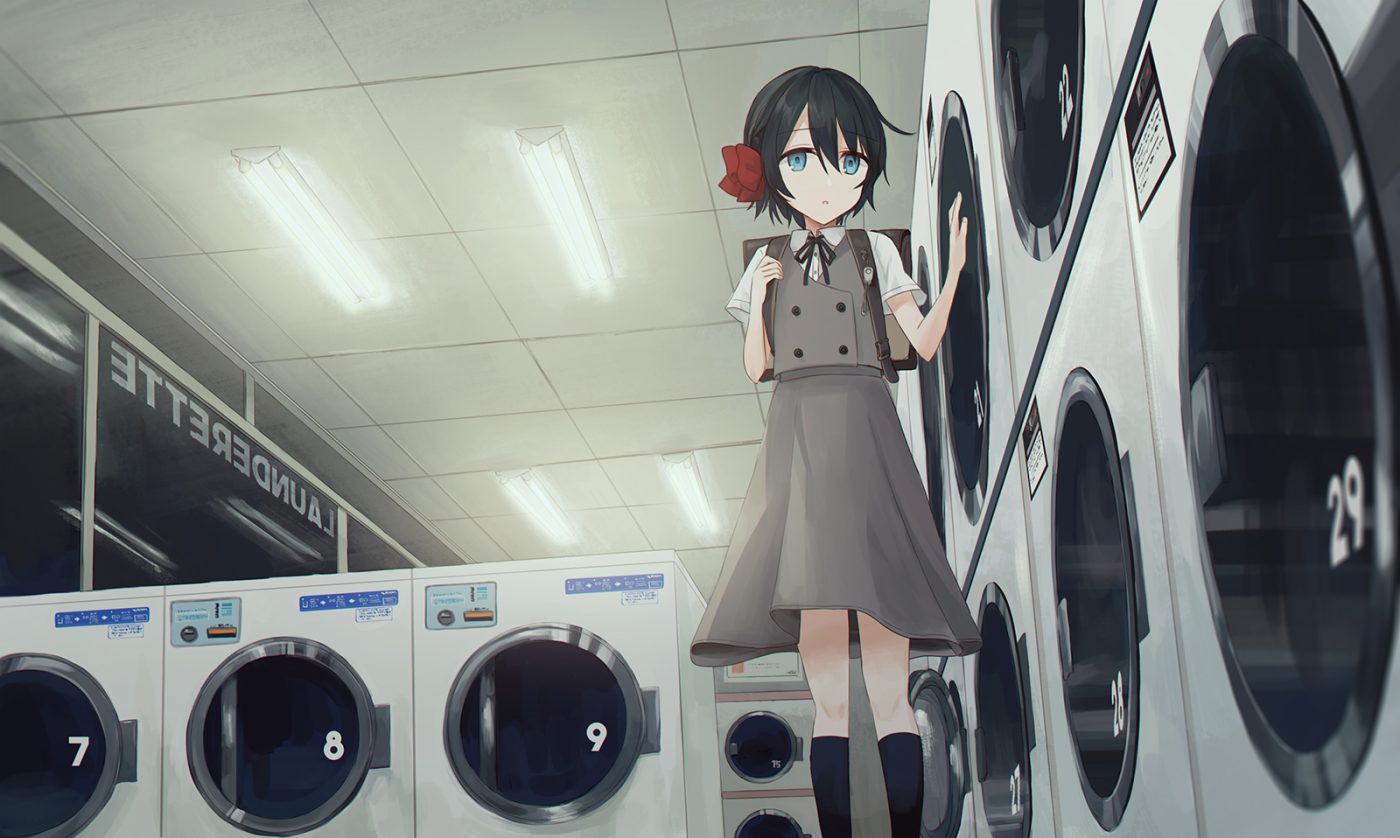 aqua eyes black hair chihuri405 kneehighs mei (chihuri) night original school uniform short hair skirt