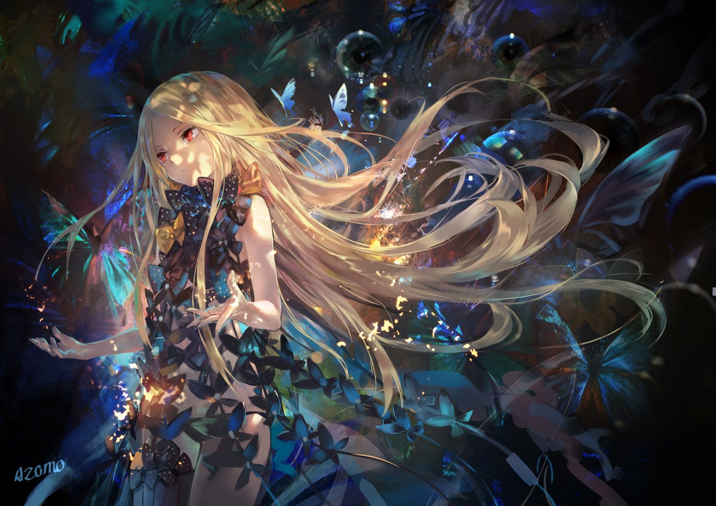 abigail williams (fate/grand order) avamone blonde hair bow fate/grand order fate (series) loli long hair red eyes signed