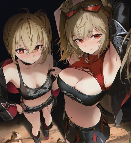 re0n zenless zone zero burnice white luciana de montefio megane no bra torn clothes undressing