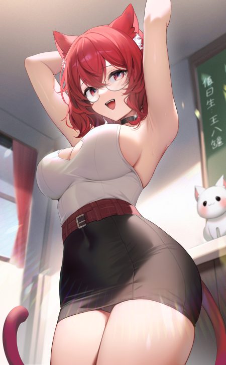 machi (7769) animal ears megane neko nekomimi no bra pantsu tail
