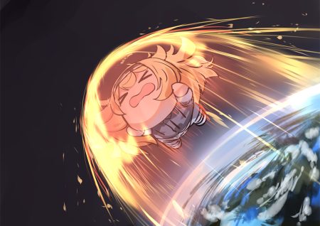 anthropomorphism belko blonde hair chibi earth fire gambier bay (kancolle) headband kantai collection planet space twintails