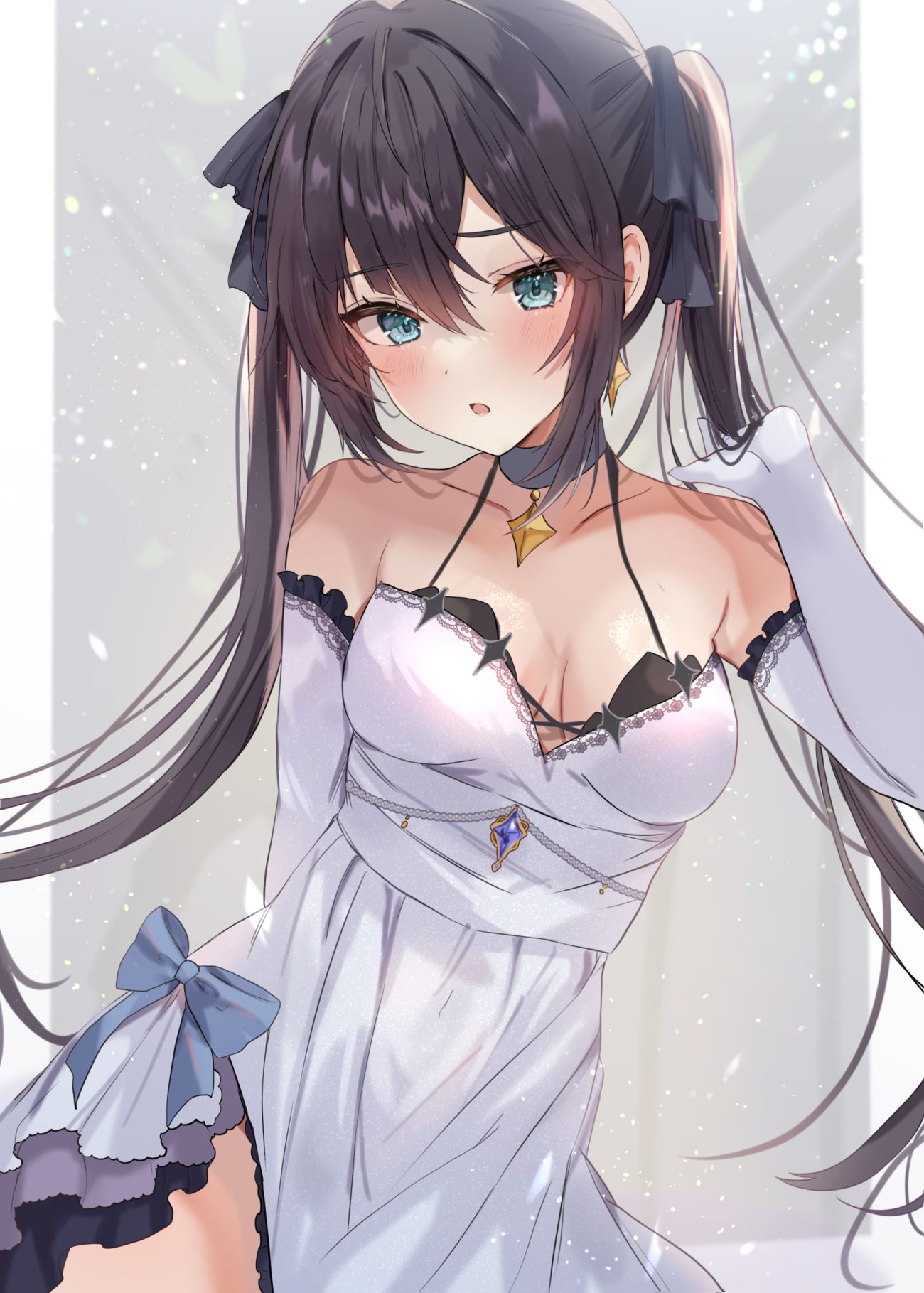 maruro genshin impact mona megistus artist revision dress no bra