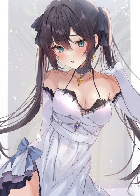 maruro genshin impact mona megistus artist revision dress no bra