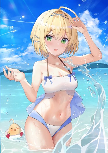aisaka chisato azur lane manjuu (azur lane) southampton (azur lane) bikini see through swimsuits wet