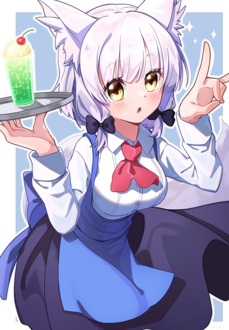erde machikado mazoku lico animal ears tail waitress