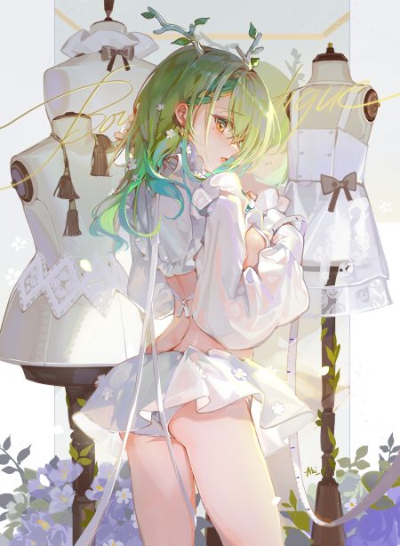 akizero1510 hololive hololive english ceres fauna ass horns no bra pantsu see through skirt lift