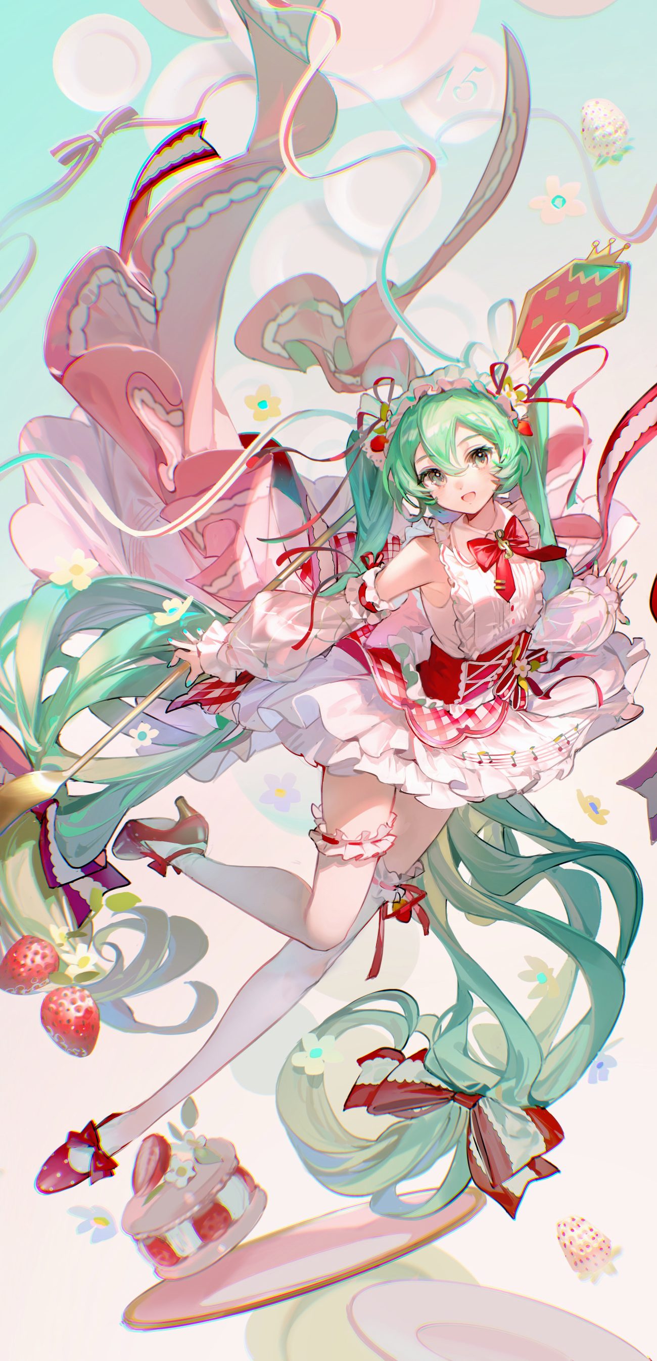 rumoon vocaloid hatsune miku garter heels maid skirt lift thighhighs