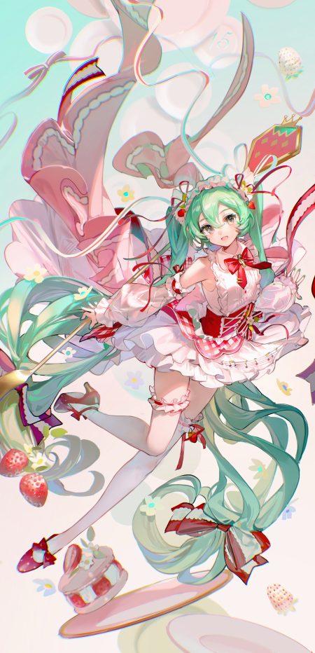 rumoon vocaloid hatsune miku garter heels maid skirt lift thighhighs