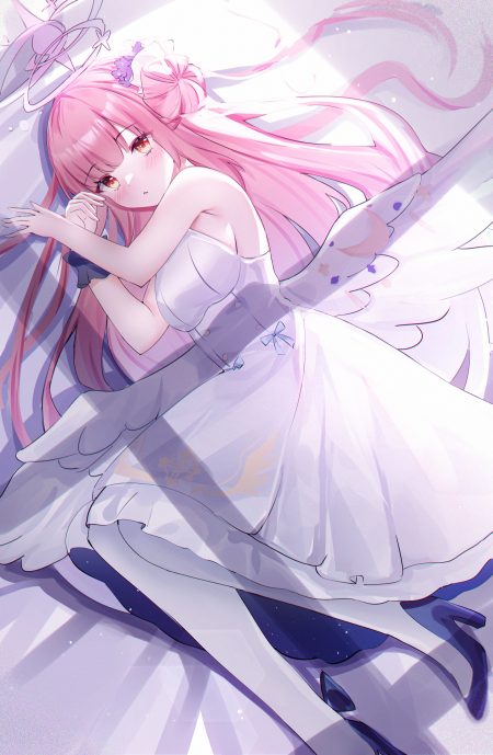 usagi (786113654) blue archive misono mika angel dress heels pantyhose wings