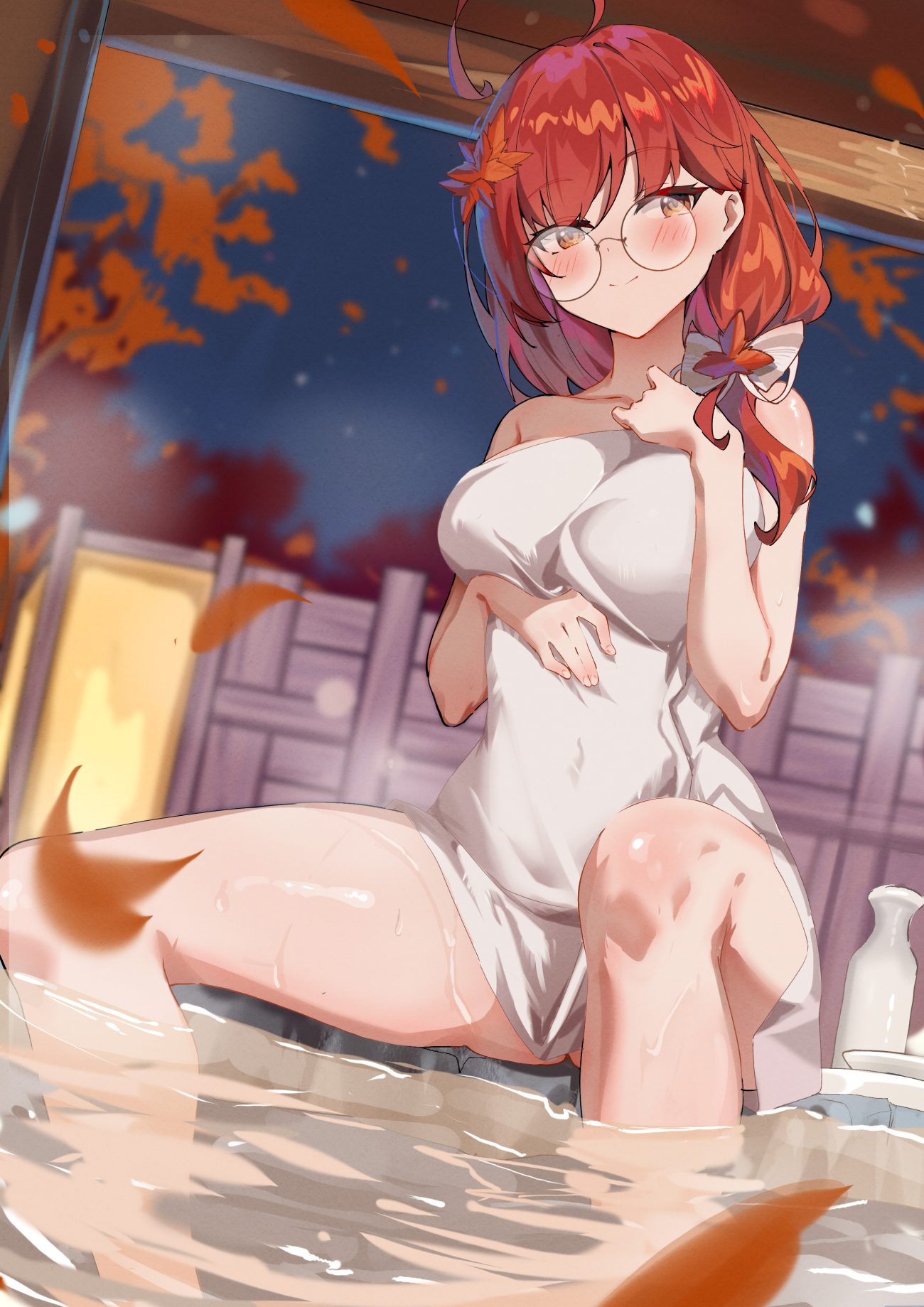 etoile breast hold megane naked onsen towel wet