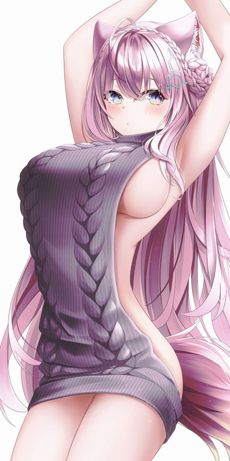 riri yo hololive hakui koyori animal ears dress no bra nopan sweater tail