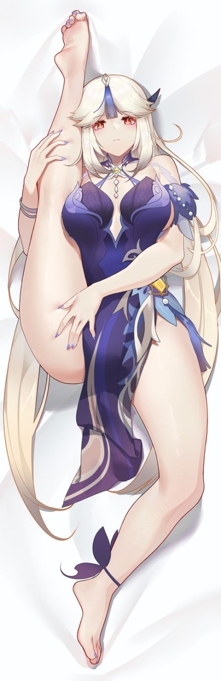 ninai genshin impact ningguang cleavage dakimakura dress no bra