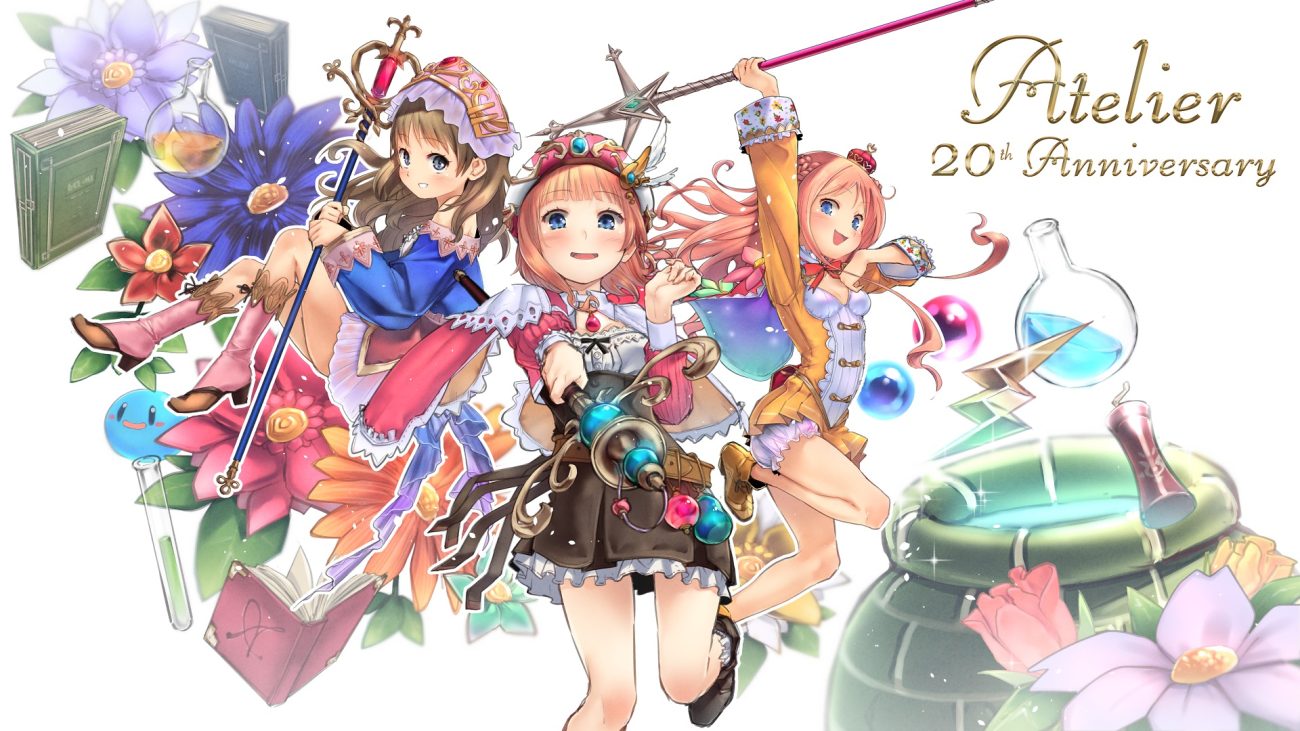 atelier atelier meruru atelier rorona atelier totori bloomers blue eyes blush book boots brown hair crown dress flowers gray eyes hat headdress long hair merurulince rede arls pink hair rororina fryxell skirt staff sumi (oyasumie) totooria helmold