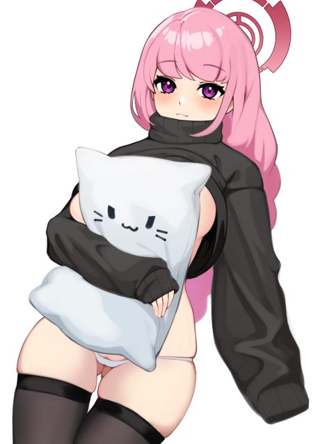 ett blue archive izumimoto eimi halo no bra pantsu shirt lift sweater thighhighs thong