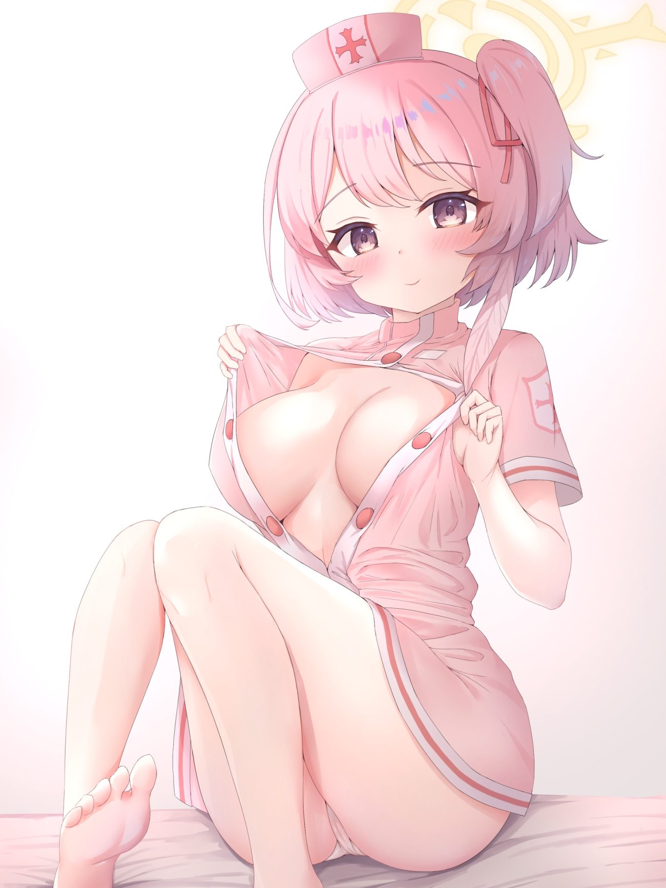 dae (dog-of-maou) blue archive sumi serina cameltoe halo no bra nurse open shirt pantsu skirt lift thong undressing