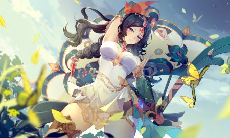 black hair braids breasts butterfly cleavage clouds dress eclipse isle flowers ibex jpeg artifacts long hair purple eyes sky