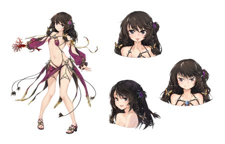 bikini black eyes braids brown hair long hair navel onceskylark original swimsuit white
