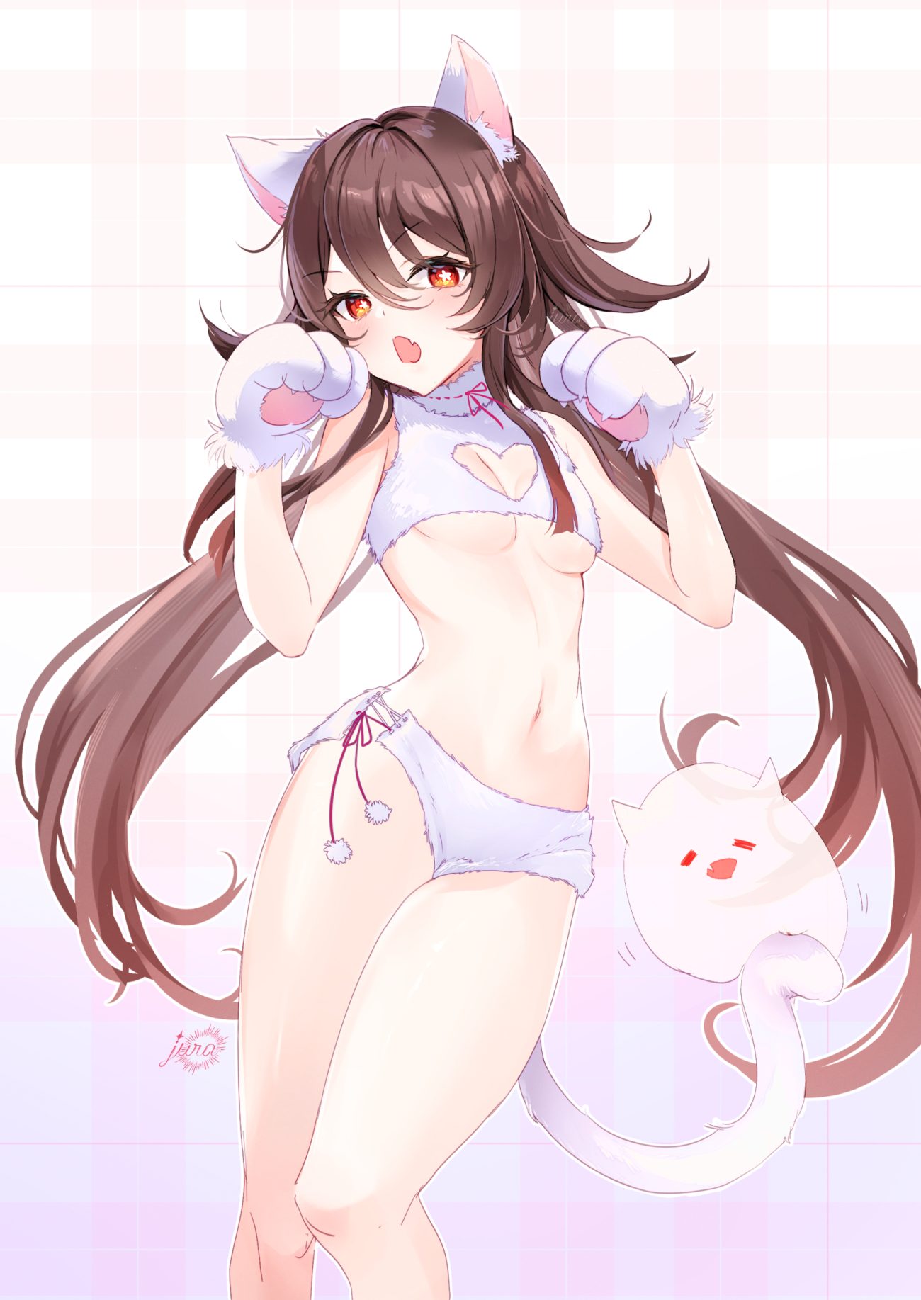 jura genshin impact hu tao animal ears nekomimi no bra tail