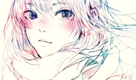 blush close mikuma original polychromatic scarf short hair signed white