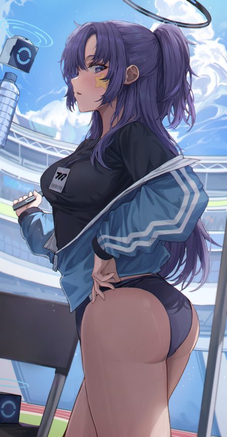 2gong (9ujin ) blue archive hayase yuuka ass buruma gym uniform halo tattoo