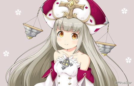 brown eyes gray hair headdress long hair miicha rouche (shironeko project) shironeko project waifu2x watermark