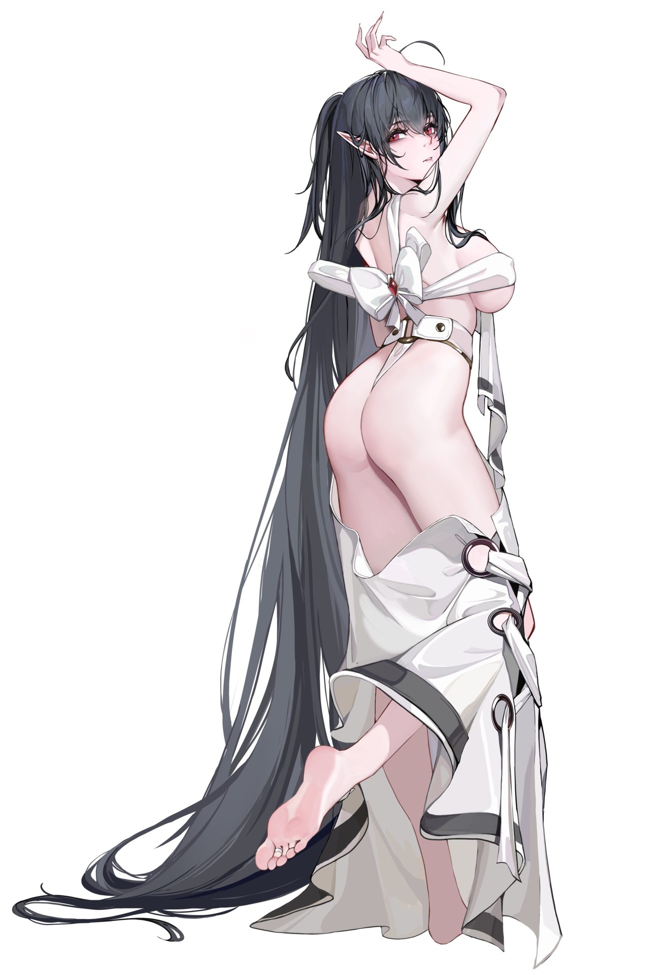 yaoshan shi azur lane taihou (azur lane) ass erect nipples no bra pantsu pointy ears thong