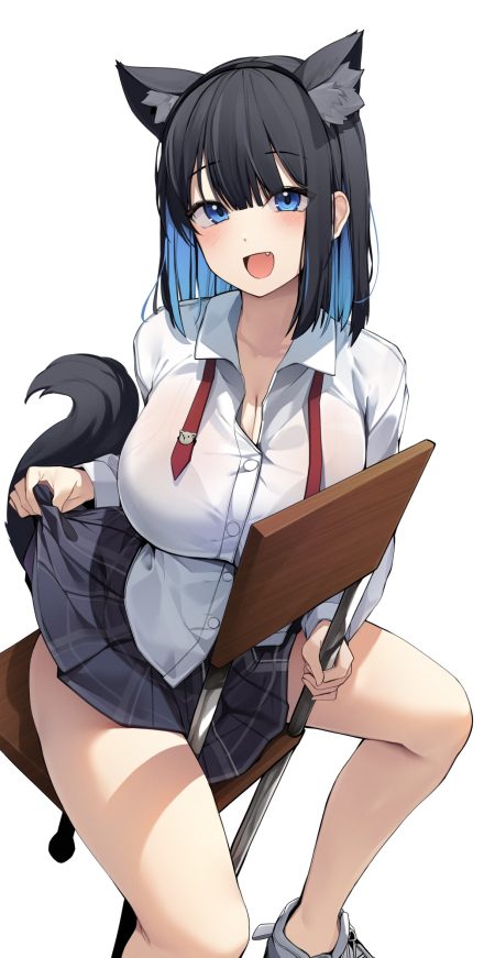 ddangbi animal ears bra cleavage see through seifuku skirt lift tail
