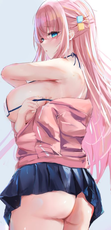 lshiki bocchi the rock! gotou hitori ass bra gym uniform pantsu seifuku skirt lift thong undressing