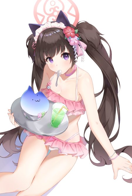 okey blue archive kawawa shizuko animal ears bikini halo loli nekomimi swimsuits