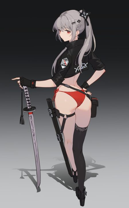 lance (lancelliu) ass bikini garter heels swimsuits sword thighhighs thong