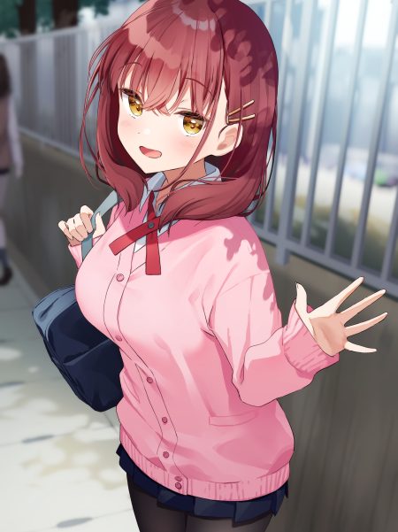 muninshiki akari (muninshiki) pantyhose seifuku sweater