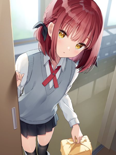 muninshiki kazari (muninshiki) seifuku sweater thighhighs