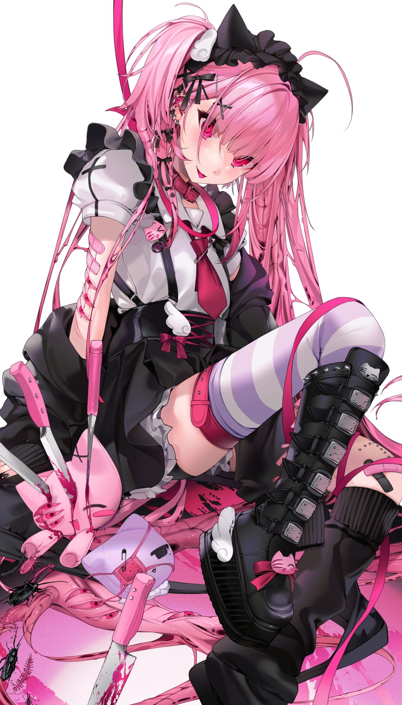 unxi veinte (unxi) animal ears bandaid blood corset garter lolita fashion nekomimi thighhighs weapon