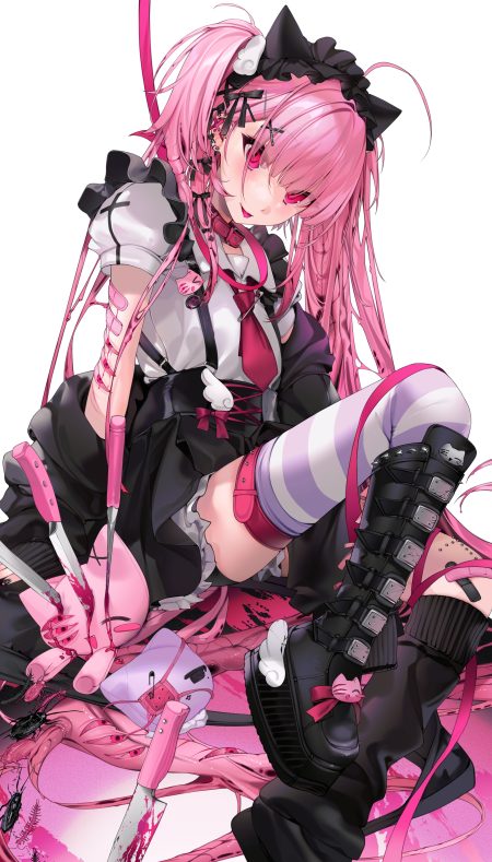 unxi veinte (unxi) animal ears bandaid blood corset garter lolita fashion nekomimi thighhighs weapon